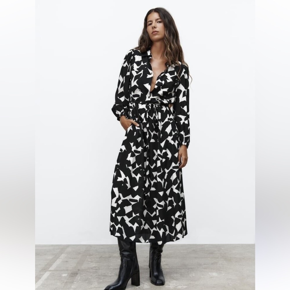 Zara xs black white dress